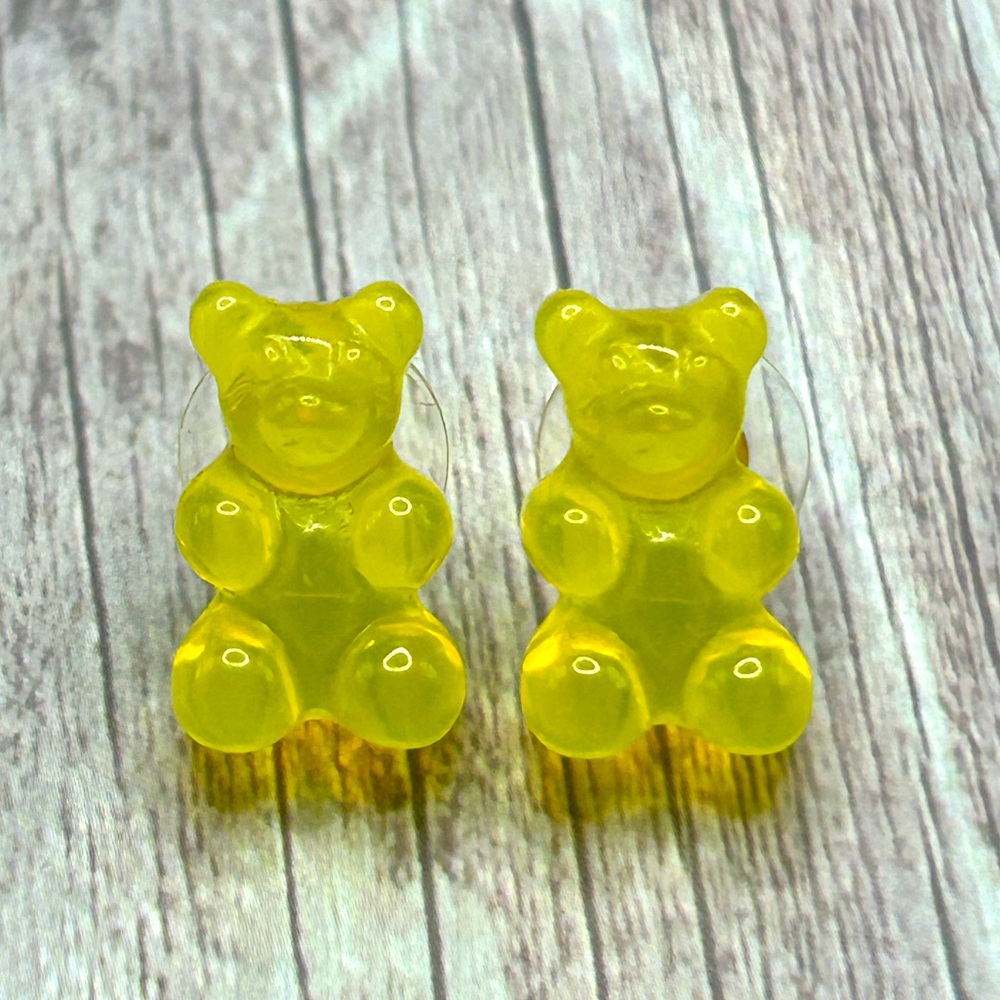 🧸NEW Gummy Bear Enamel Stud Earrings Yellow